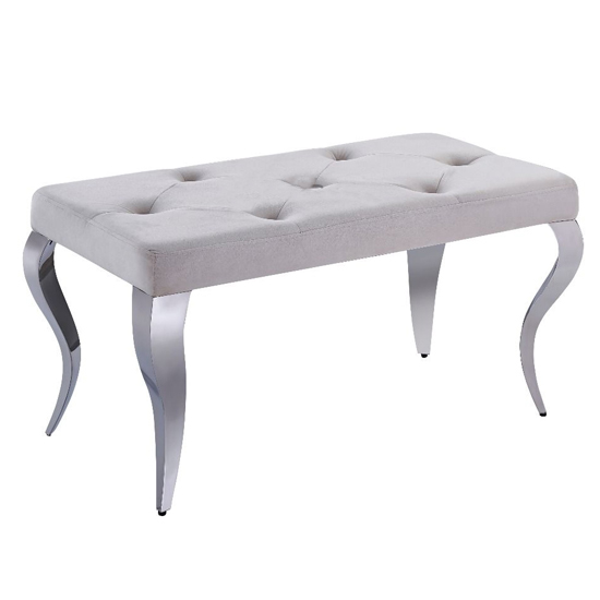 Liyam Small Velvet Upholstered Dining Bench In Cream