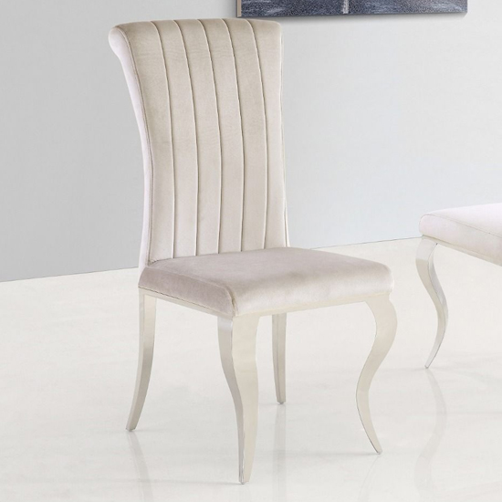 Liyam Soft Velvet Upholstered Dining Chair In Cream | FiF