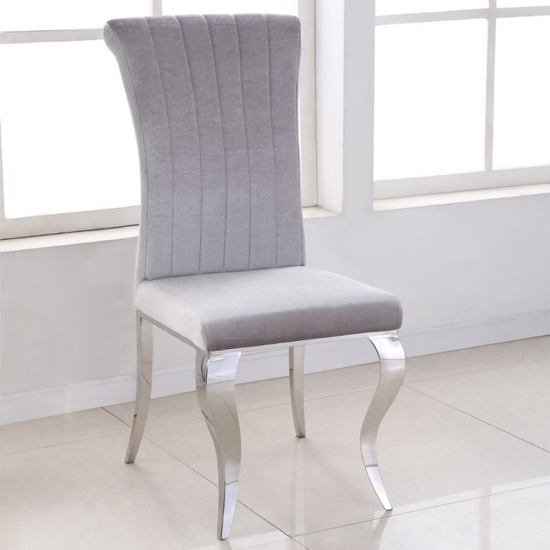 Liyam Soft Velvet Upholstered Dining Chair In Grey_1