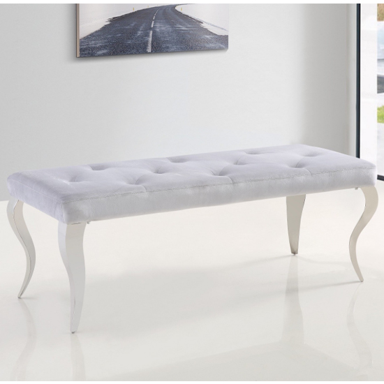 Liyam Large Velvet Upholstered Dining Bench In Grey Furniture in Fashion