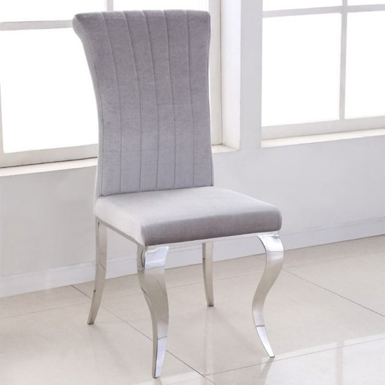 Liyam White Glass Top Dining Table With 4 Grey Chairs_3