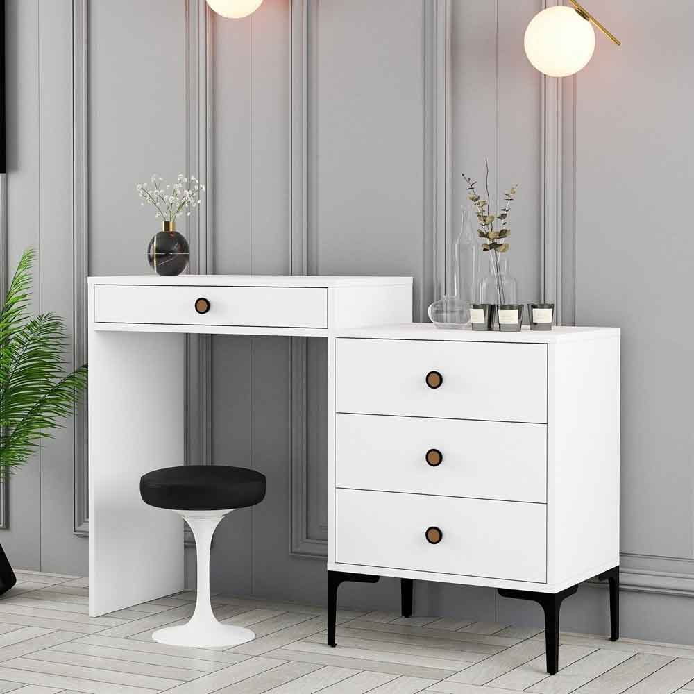 Lizbon Wooden Dressing Table with 4 Drawers in White