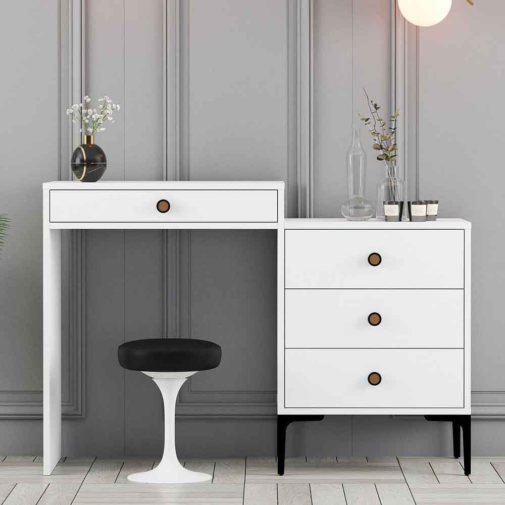 Lizbon Wooden Dressing Table with 4 Drawers in White