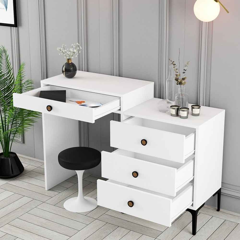 Lizbon Wooden Dressing Table with 4 Drawers in White