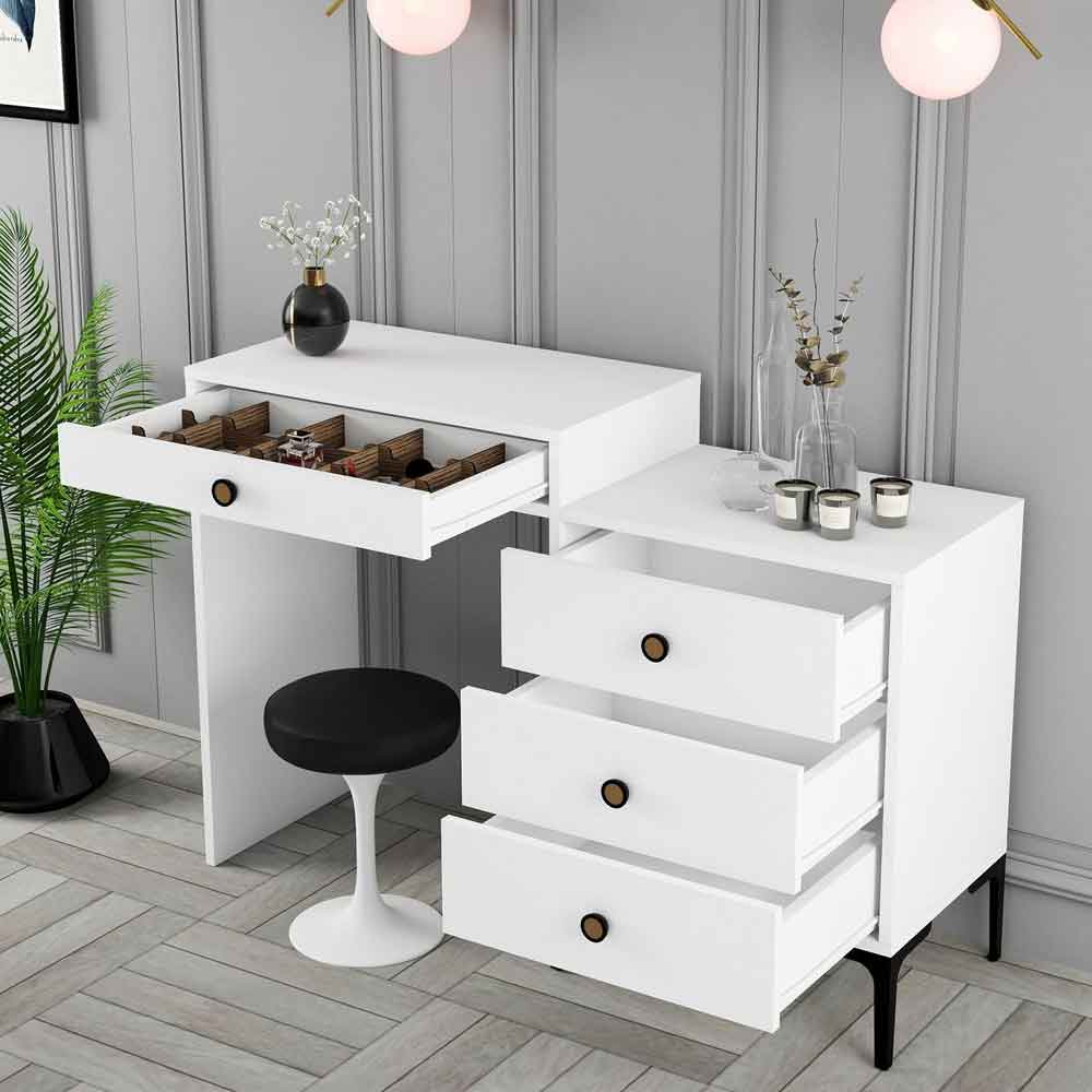 Lizbon Wooden Dressing Table with 4 Drawers in White