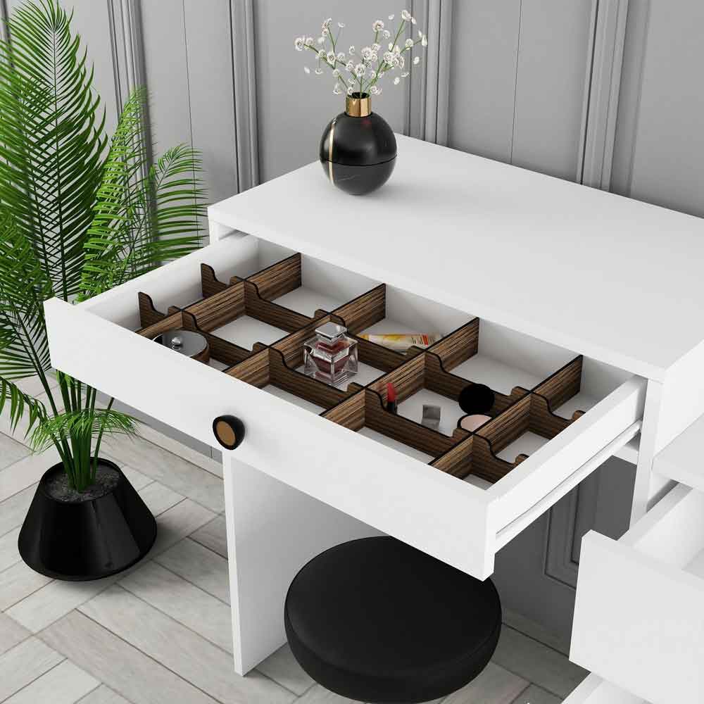 Lizbon Wooden Dressing Table with 4 Drawers in White