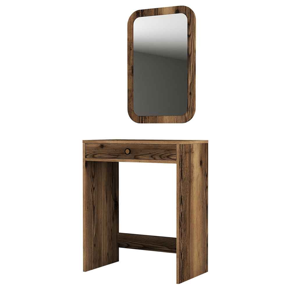 Lizbon Wooden Dressing Table with Mirror in Walnut