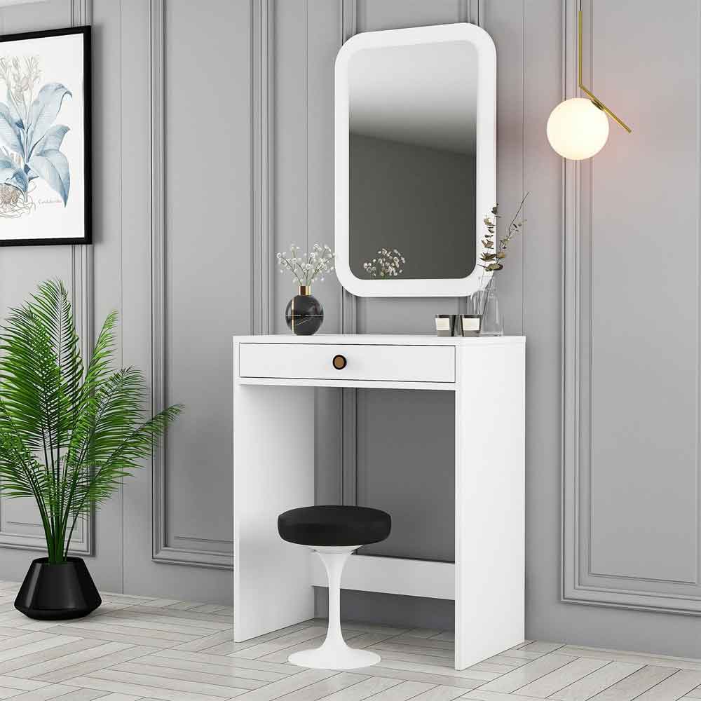 Lizbon Wooden Dressing Table with Mirror in White