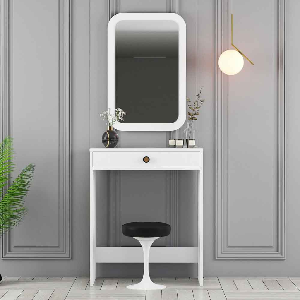 Lizbon Wooden Dressing Table with Mirror in White