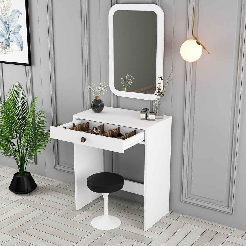 Lizbon Wooden Dressing Table with Mirror in White