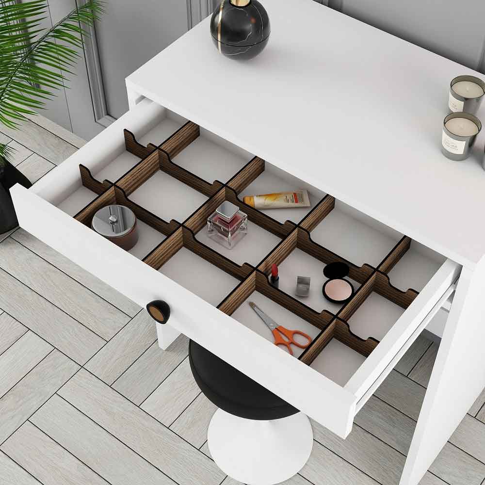 Lizbon Wooden Dressing Table with Mirror in White