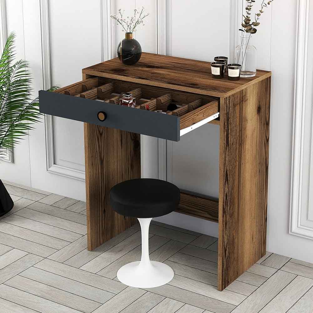 Lizbon Wooden Dressing Table in Walnut and Anthracite