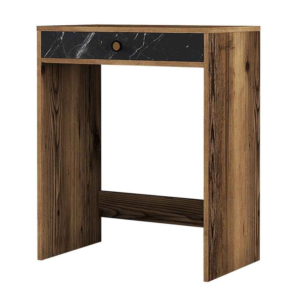 Lizbon Wooden Dressing Table in Walnut and Black Marble Effect