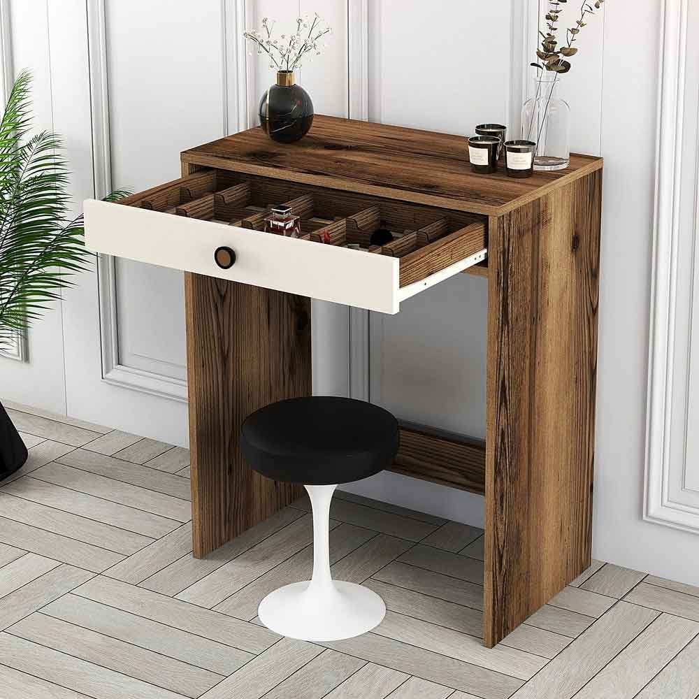Lizbon Wooden Dressing Table in Walnut and Cream