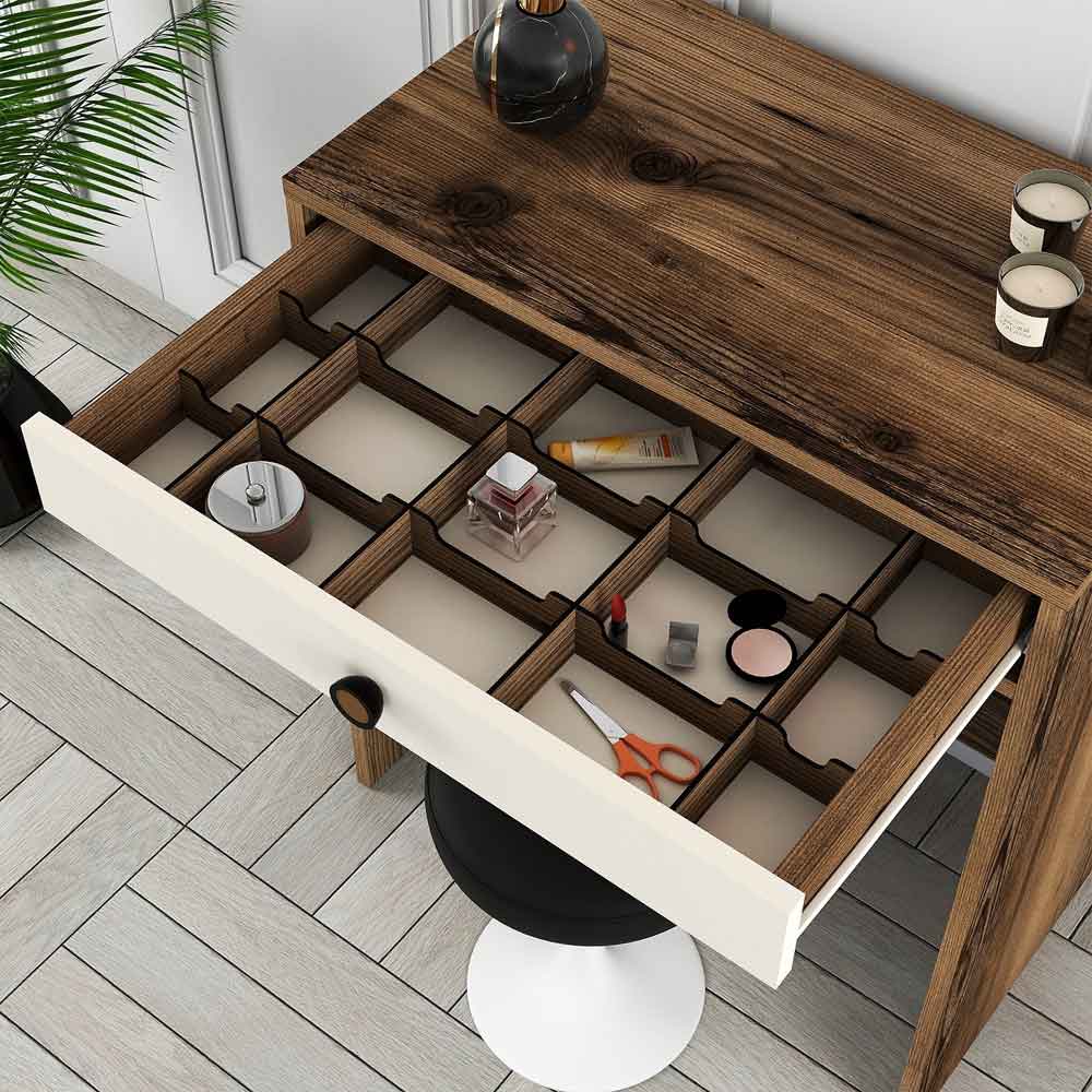 Lizbon Wooden Dressing Table in Walnut and Cream