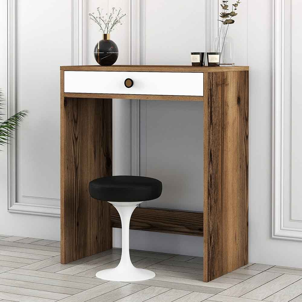 Lizbon Wooden Dressing Table in Walnut and White