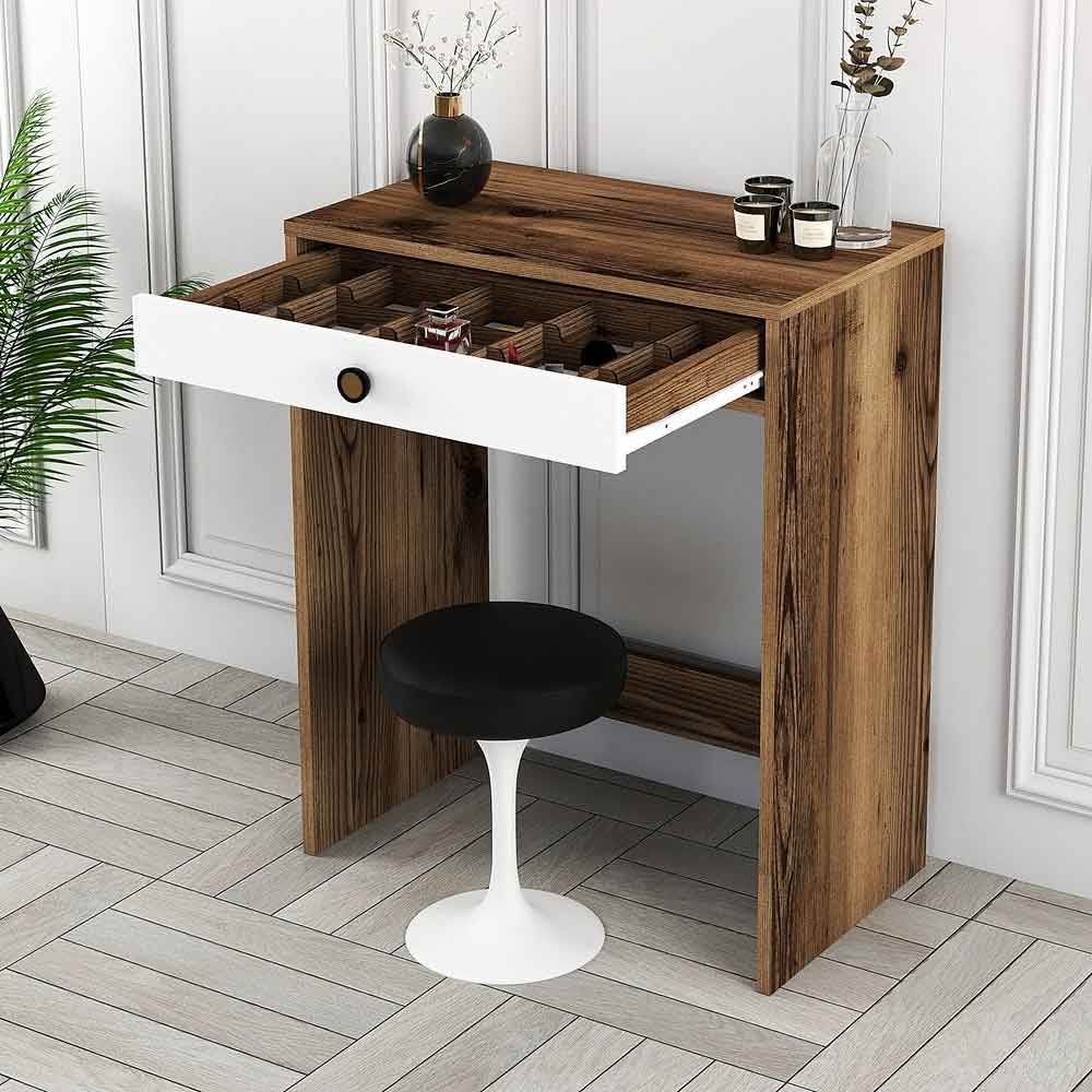 Lizbon Wooden Dressing Table in Walnut and White