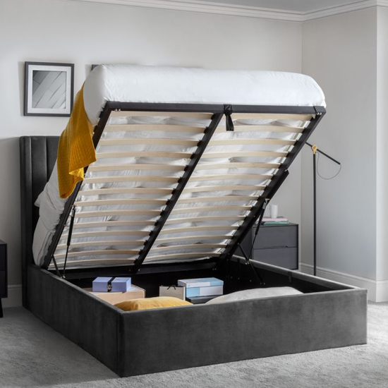 Laelia Velvet Storage Double Bed In Grey