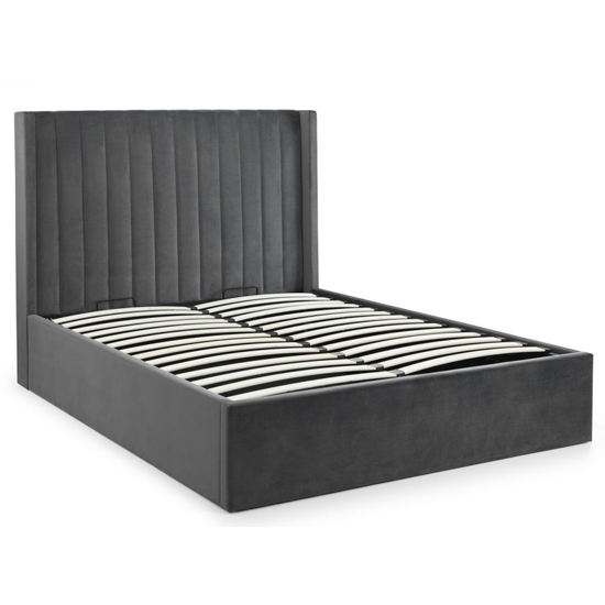 Laelia Velvet Storage King Size Bed In Grey