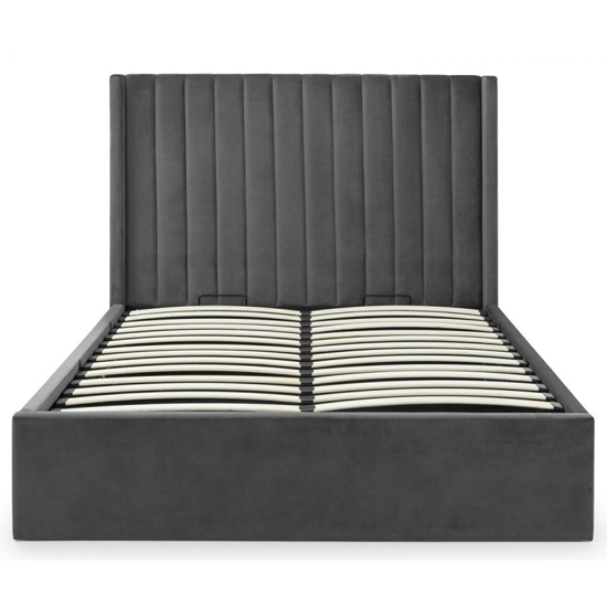 Laelia Velvet Storage King Size Bed In Grey
