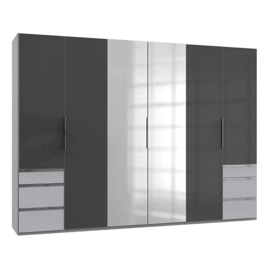 Read more about Lloyd mirrored 6 doors wardrobe in gloss grey and light grey