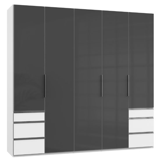 Lloyd Tall 5 Doors Wardrobe In Gloss Grey And White