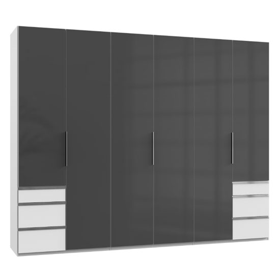 Lloyd Tall 6 Doors Wardrobe In Gloss Grey And White