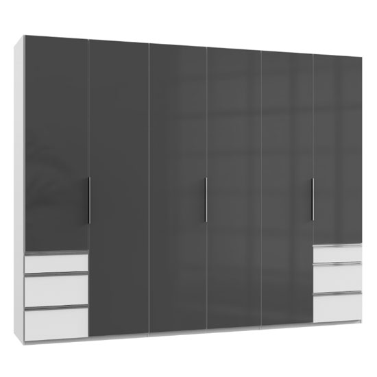 Read more about Lloyd tall 6 doors wardrobe in gloss grey and white