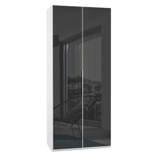 Read more about Lloyd tall wardrobe in gloss grey and white 2 doors