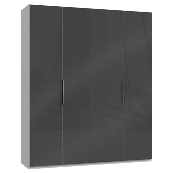 Lloyd Tall Wardrobe In Gloss Grey And White 4 Doors Furniture in Fashion