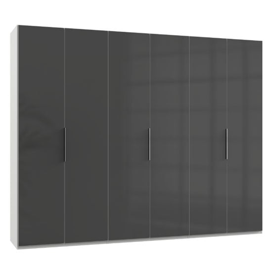 Lloyd Tall Wardrobe In Gloss Grey And White 6 Doors