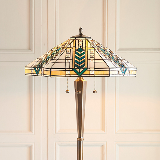 Lloyd Tiffany Glass Floor Lamp In Deep Antique Patina_3