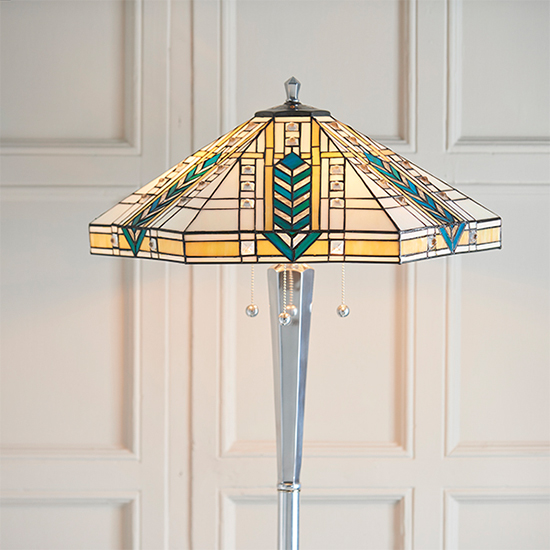 Lloyd Tiffany Glass Floor Lamp In Polished Aluminium_3