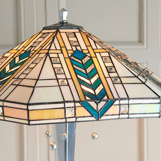 Lloyd Tiffany Glass Floor Lamp In Polished Aluminium_4