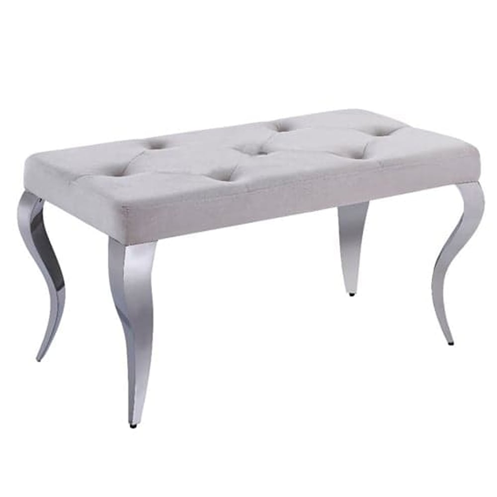 Lloyd Velvet Dining Bench With Steel Legs In Cream
