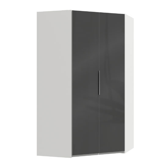 Lloyd Wooden Corner Wardrobe In Gloss Grey And White