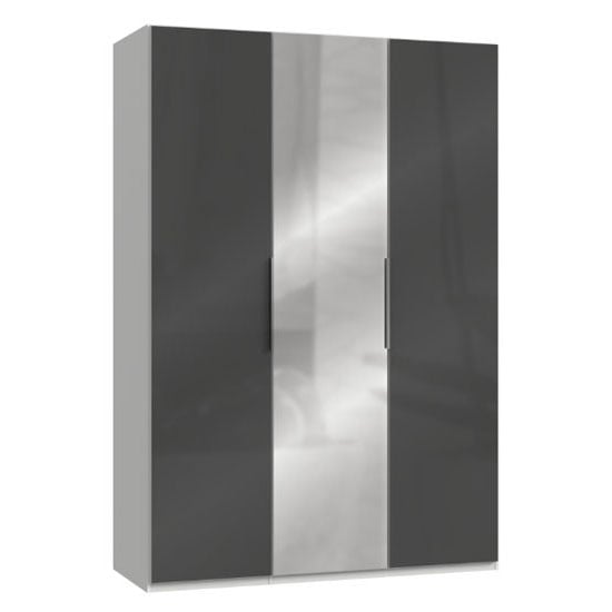 Lloyd Wooden Wardrobe In Gloss Grey And White 3 Doors
