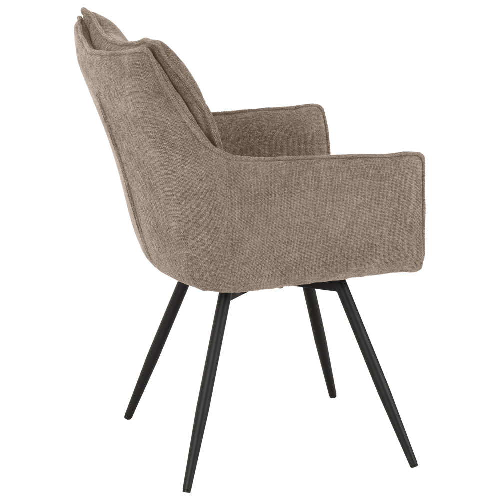 Llyra Fawn Fabric Carver Swivel Dining Chairs in Pair
