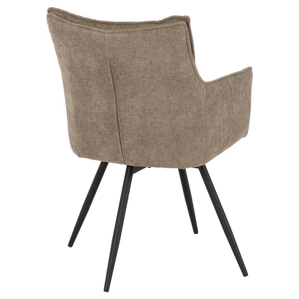 Llyra Fawn Fabric Carver Swivel Dining Chairs in Pair