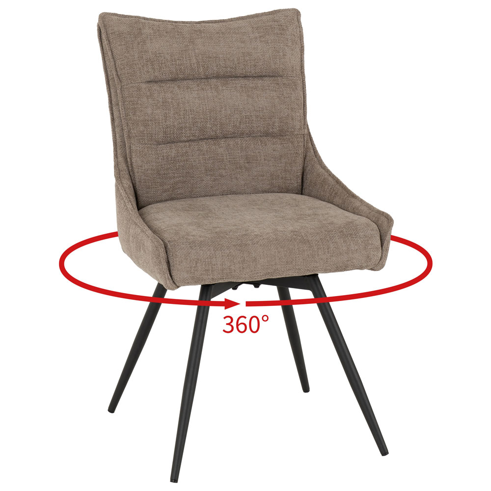 Llyra Fawn Fabric Swivel Dining Chairs in Pair