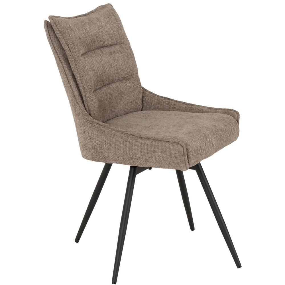 Llyra Fawn Fabric Swivel Dining Chairs in Pair