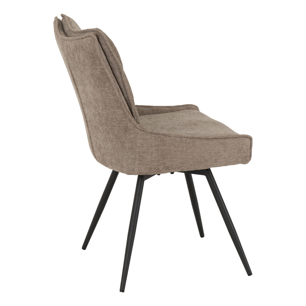 Llyra Fawn Fabric Swivel Dining Chairs in Pair