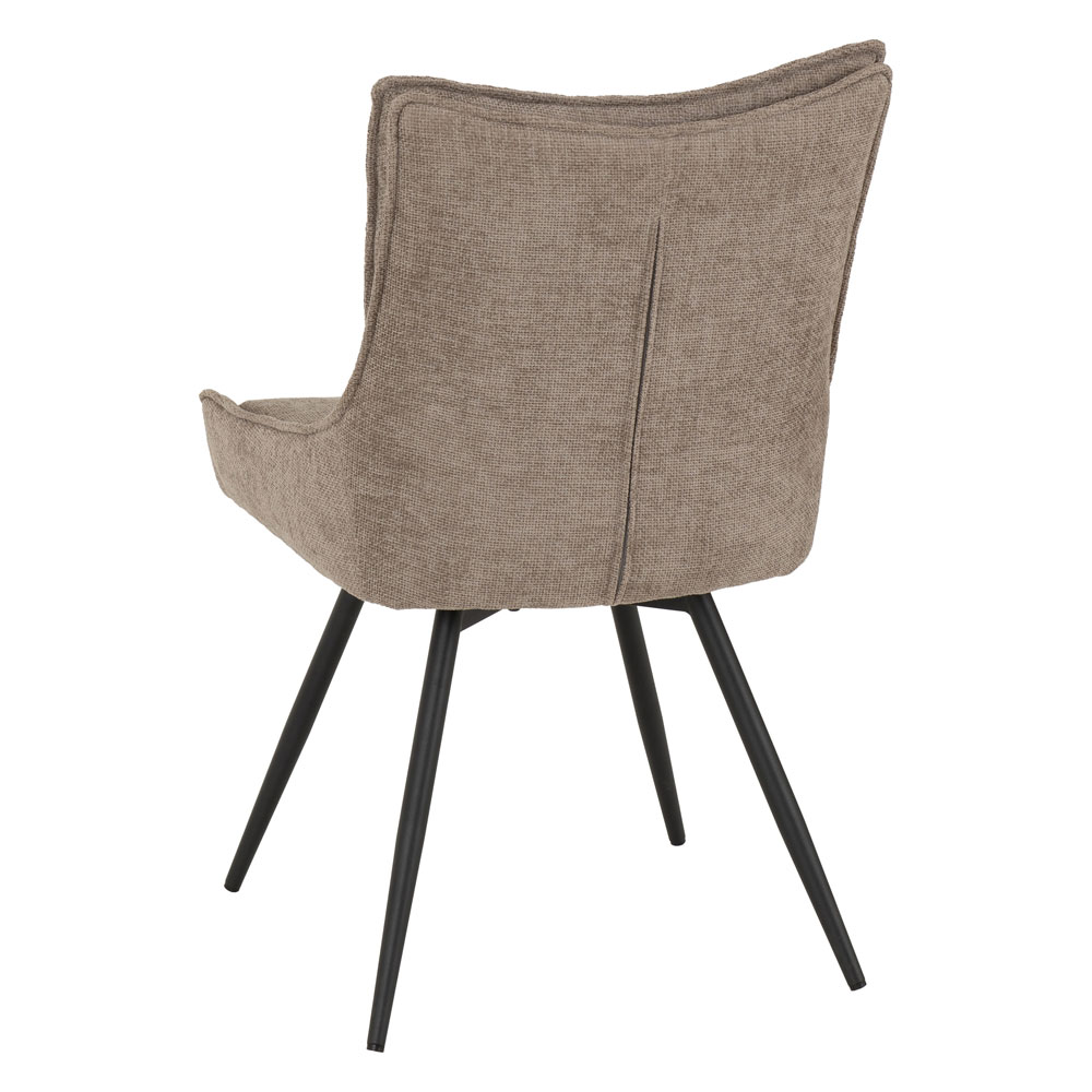 Llyra Fawn Fabric Swivel Dining Chairs in Pair