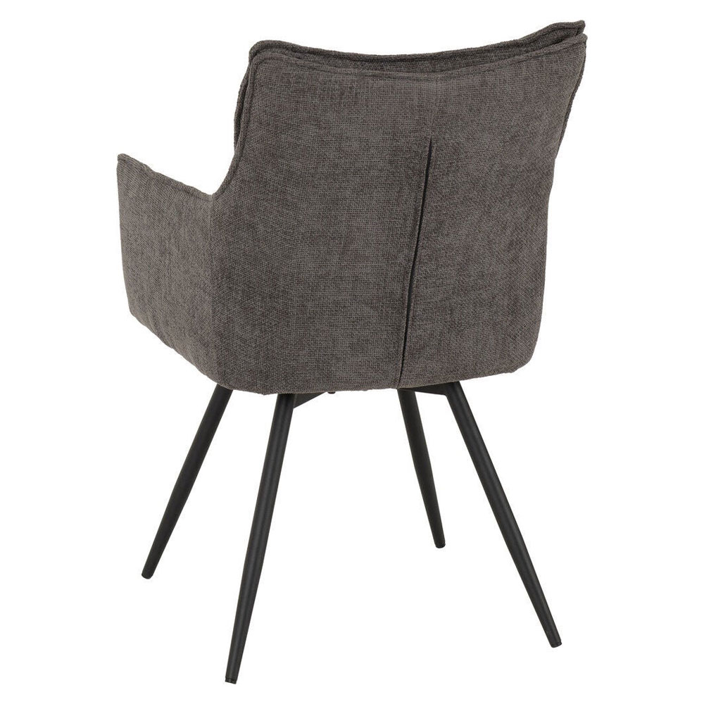 Llyra Grey Fabric Carver Swivel Dining Chairs in Pair