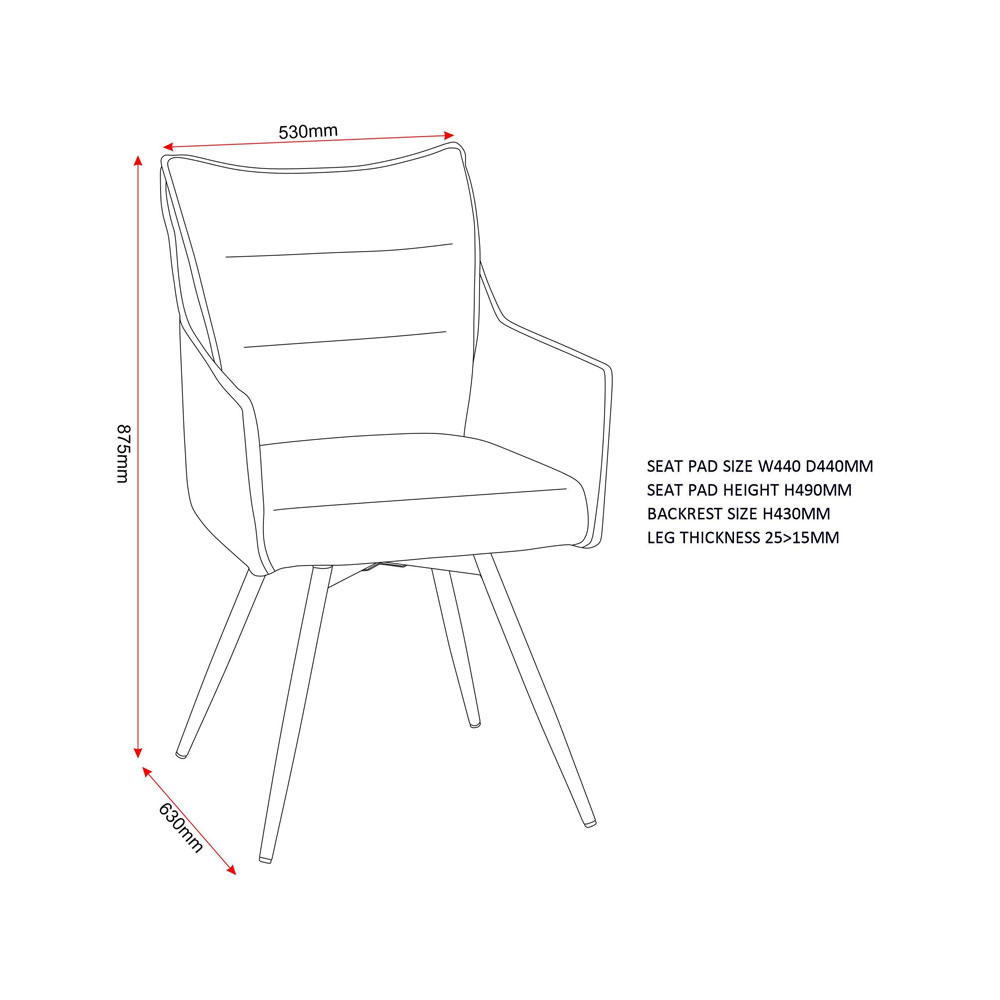 Llyra Grey Fabric Carver Swivel Dining Chairs in Pair