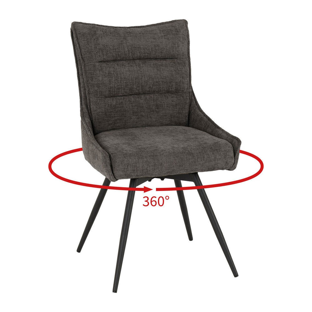 Llyra Grey Fabric Swivel Dining Chairs in Pair