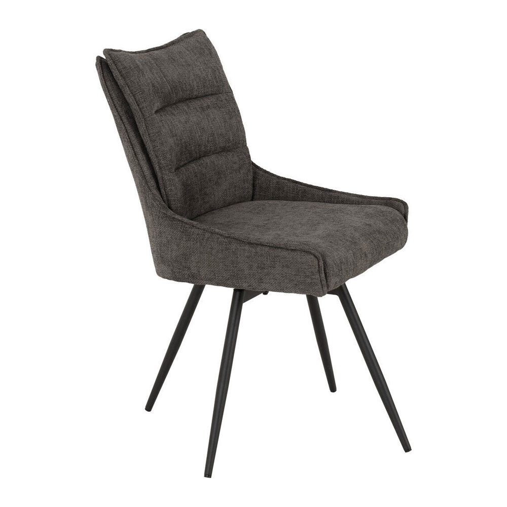 Llyra Grey Fabric Swivel Dining Chairs in Pair