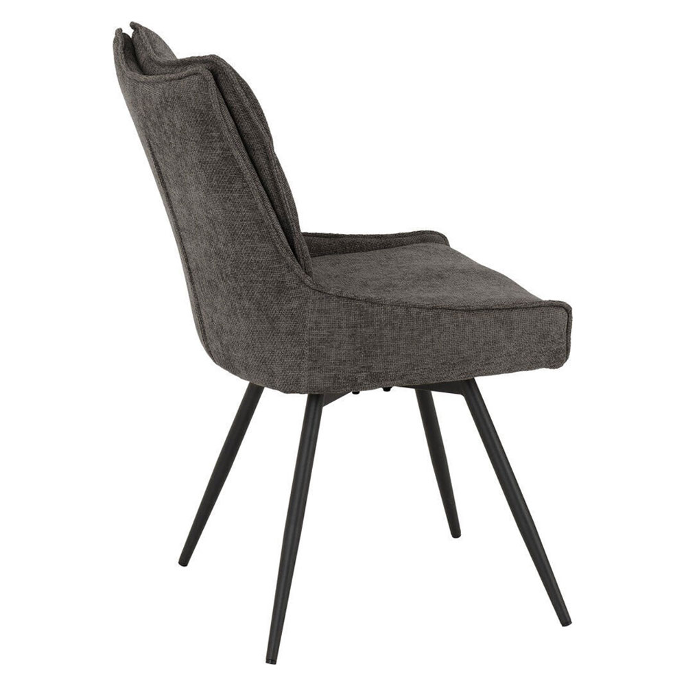 Llyra Grey Fabric Swivel Dining Chairs in Pair
