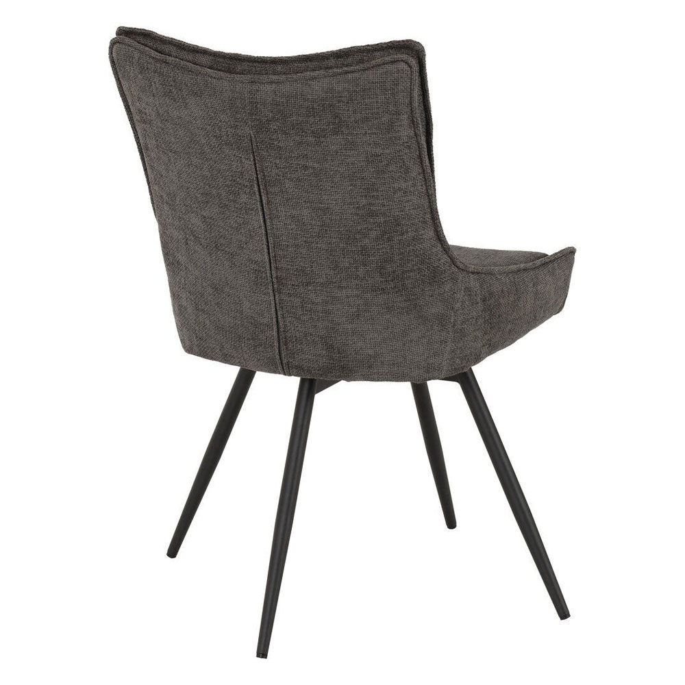 Llyra Grey Fabric Swivel Dining Chairs in Pair