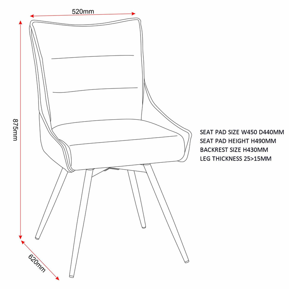 Llyra Grey Fabric Swivel Dining Chairs in Pair
